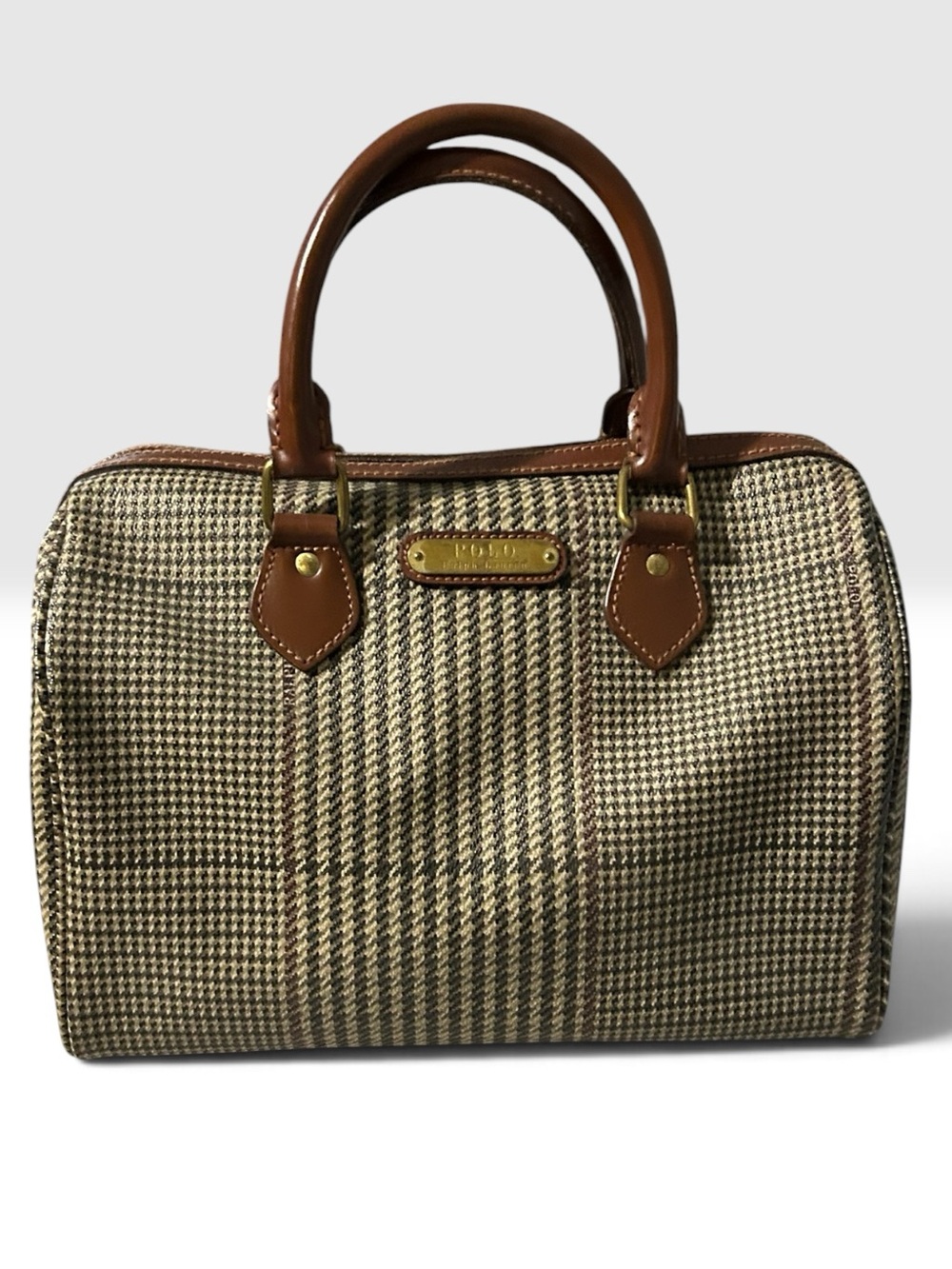 Vintage Polo Ralph Lauren Houndstooth / Glen Check PVC Boston Bag